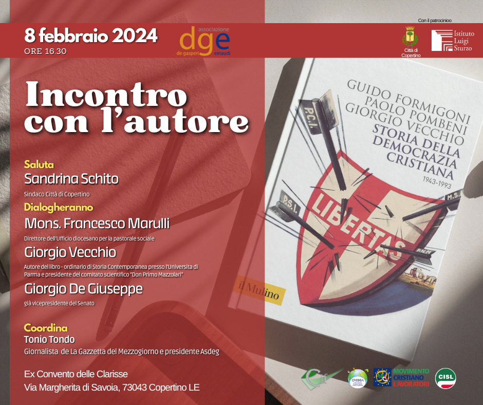 Incontro con l'autore iorgio Vecchio Autore del libro - ordinario di Storia Contemporanea presso l’Universita di Parma e presidente del comitato scientifico “Don Primo Mazzolari”